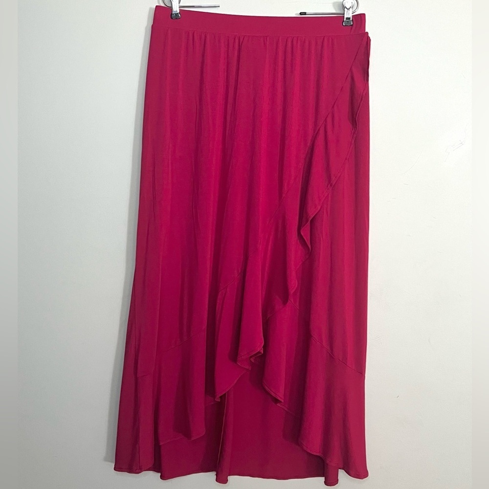 Lane Bryant NEW Pink Ruffled Peasant Boho Midi Skirt Sz 1X (14/16)